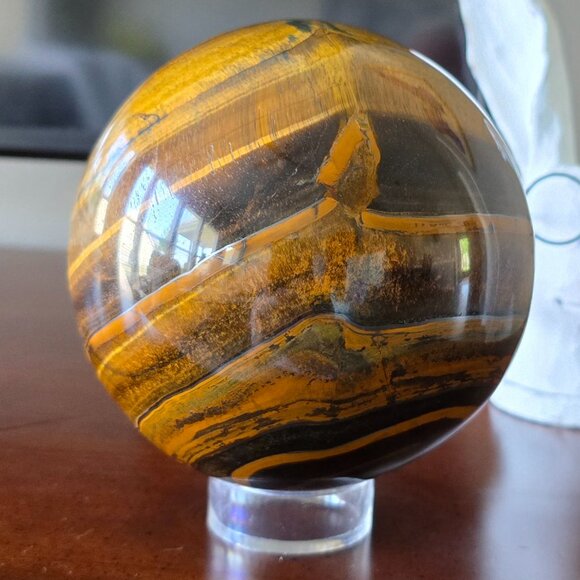 Large Iron Tiger’s Eye Sphere – Strength • Protection • Grounded Confidence - Picture 6 of 9